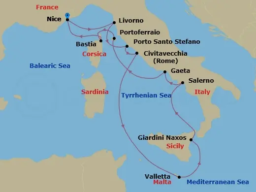 Itinerary schematic diagram