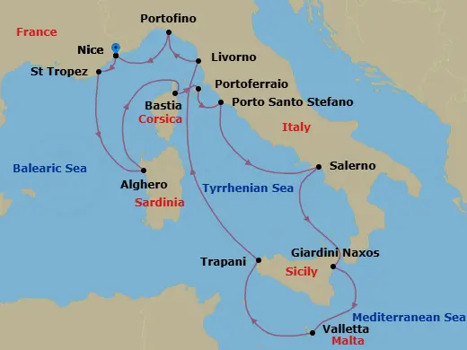 Itinerary schematic diagram