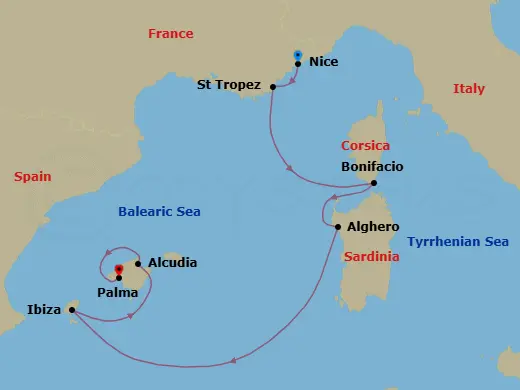 Itinerary schematic diagram