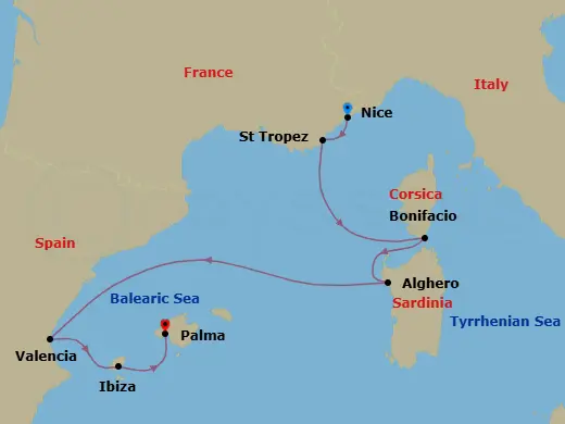 Itinerary schematic diagram