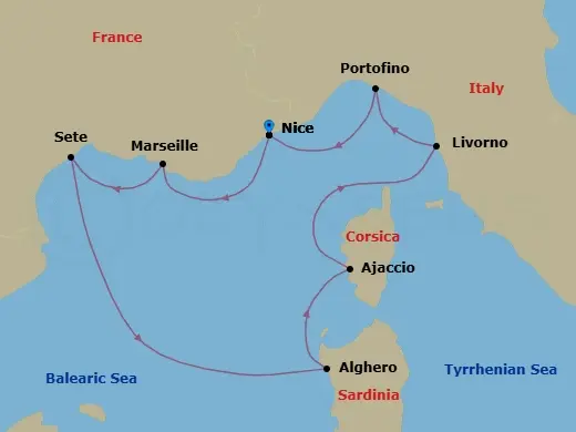 Itinerary schematic diagram