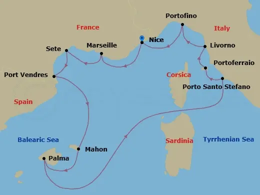 Itinerary schematic diagram