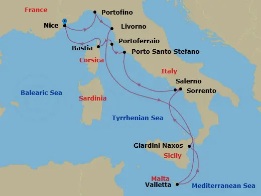 Itinerary schematic diagram