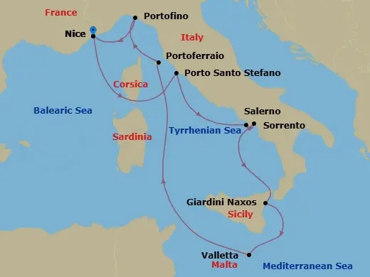 Itinerary schematic diagram