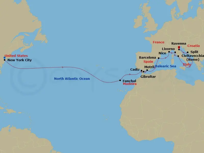Itinerary schematic diagram