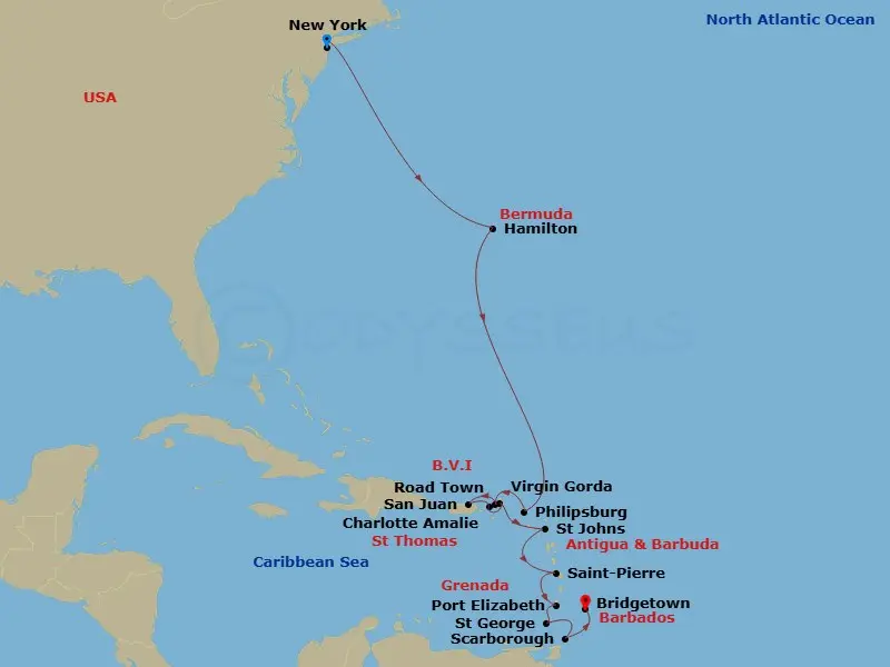 Itinerary schematic diagram