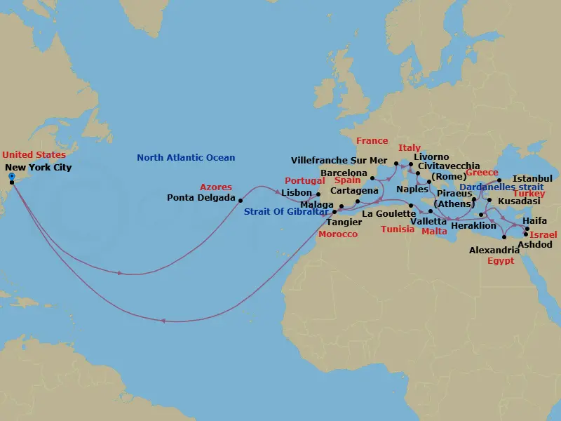 Itinerary schematic diagram