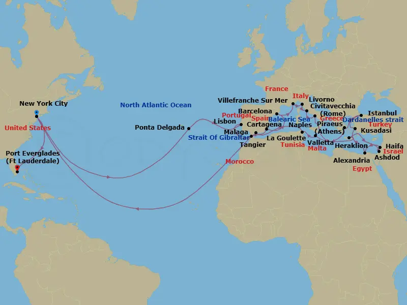 Itinerary schematic diagram
