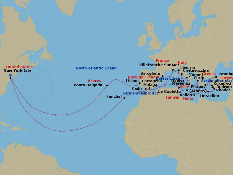 Itinerary schematic diagram