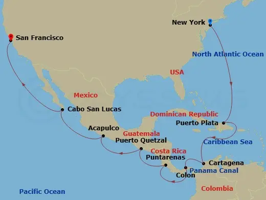 Itinerary schematic diagram