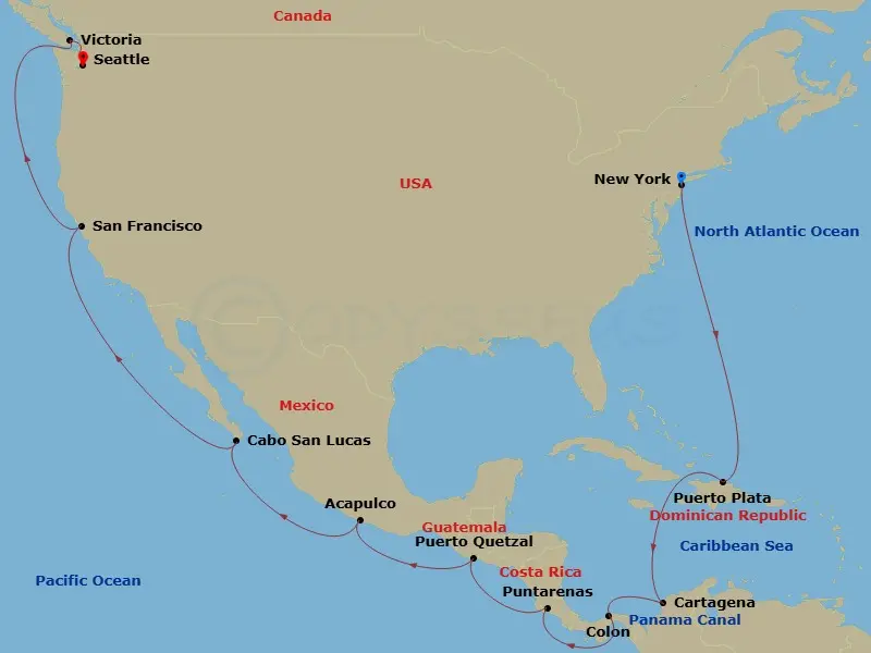 Itinerary schematic diagram