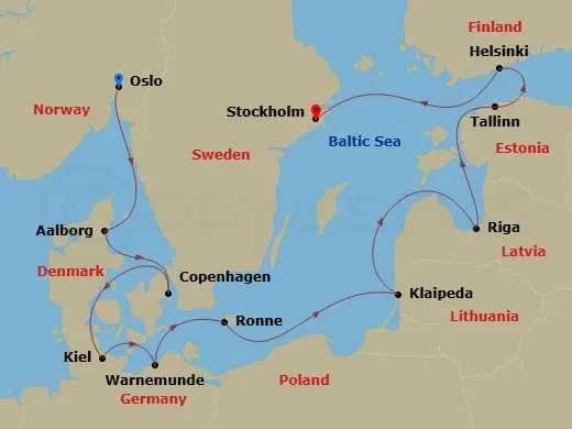 Itinerary schematic diagram