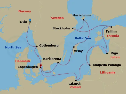 Itinerary schematic diagram