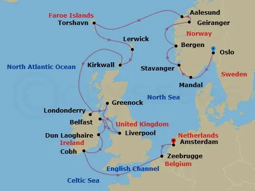 Itinerary schematic diagram