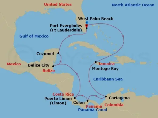 Itinerary schematic diagram