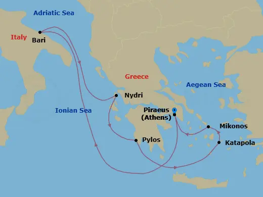 Itinerary schematic diagram