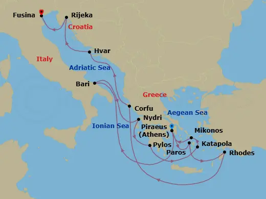Itinerary schematic diagram