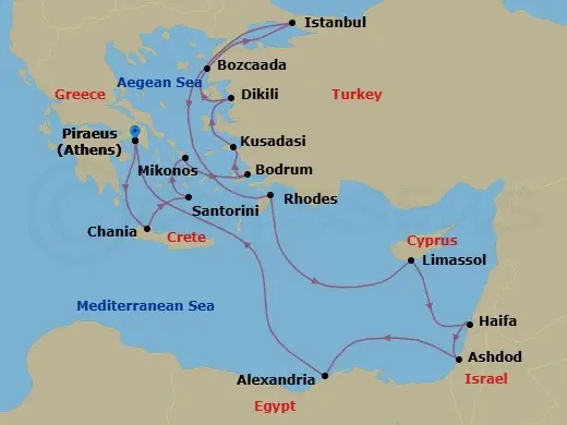 Itinerary schematic diagram
