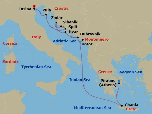 Itinerary schematic diagram