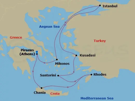 Itinerary schematic diagram
