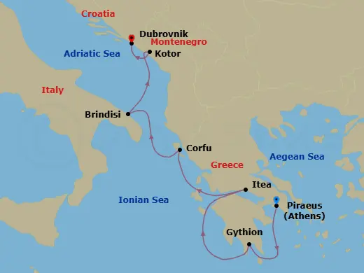 Itinerary schematic diagram