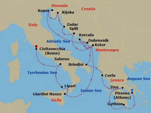 Itinerary schematic diagram