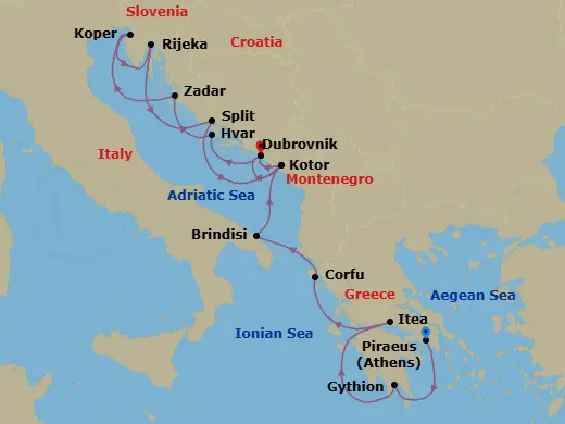 Itinerary schematic diagram