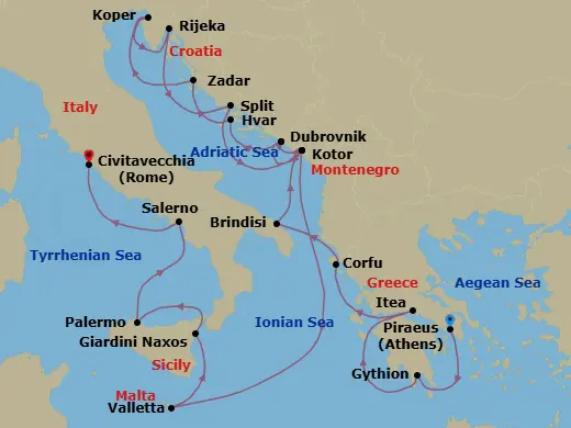Itinerary schematic diagram