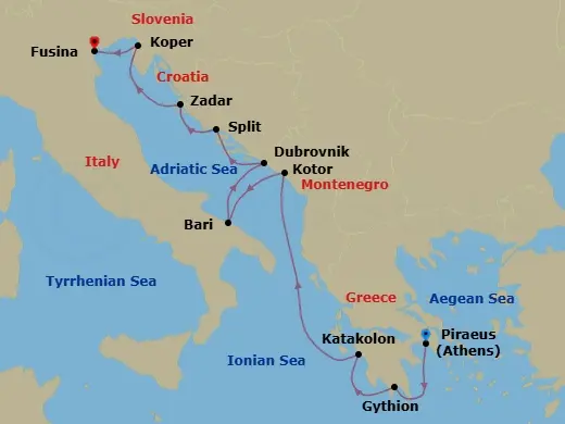 Itinerary schematic diagram