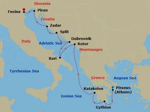 Itinerary schematic diagram