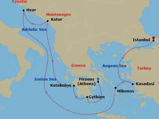 Itinerary schematic diagram