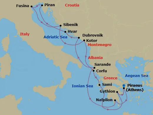 Itinerary schematic diagram