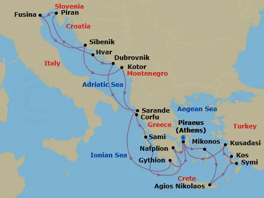 Itinerary schematic diagram