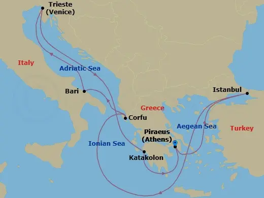 Itinerary schematic diagram