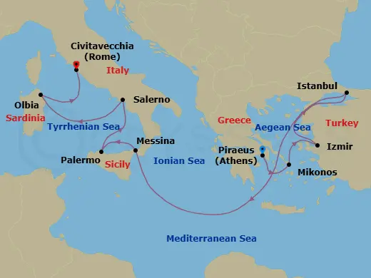 Itinerary schematic diagram