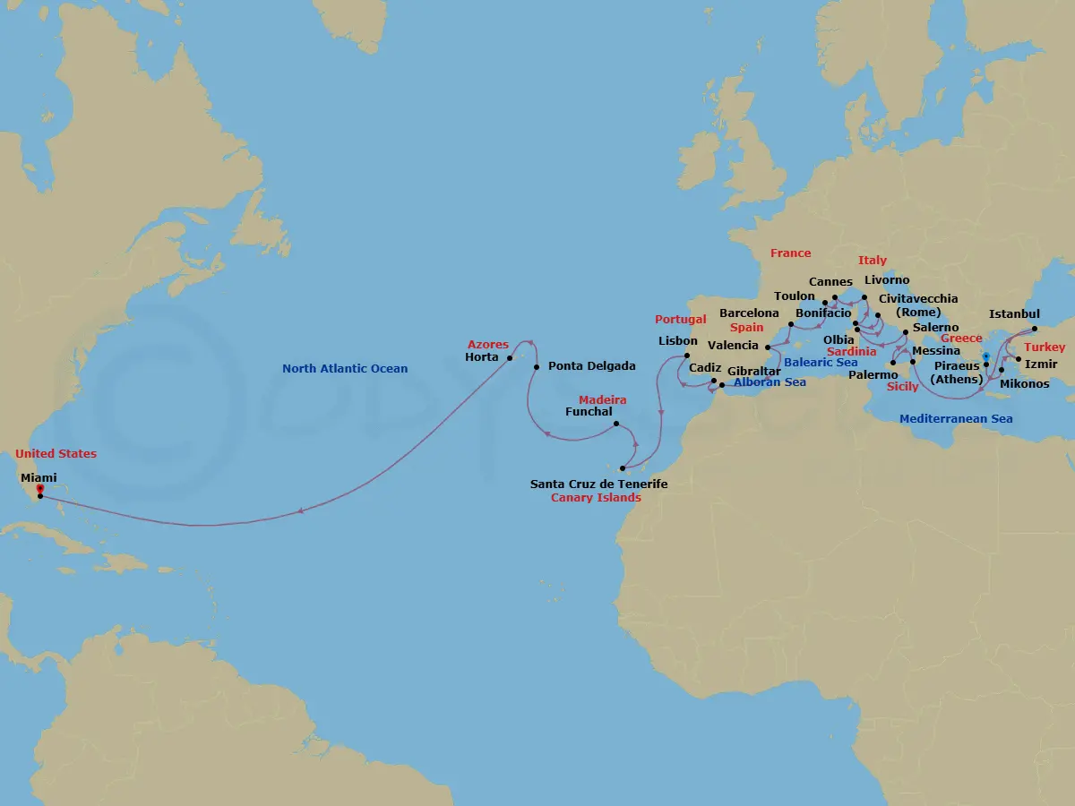 Itinerary schematic diagram