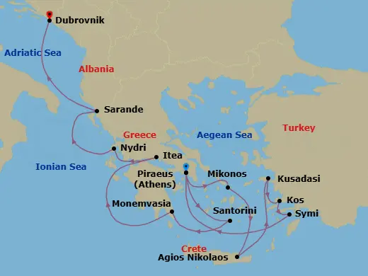 Itinerary schematic diagram