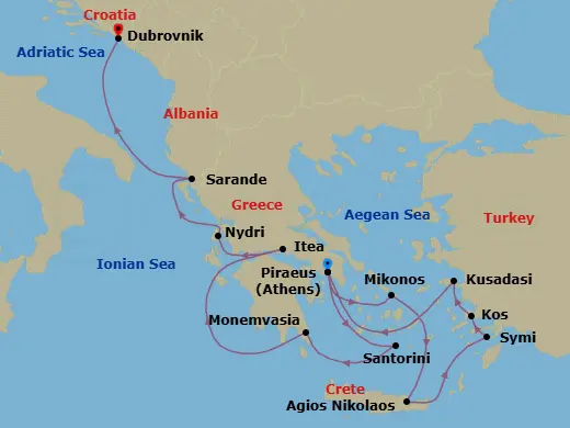 Itinerary schematic diagram