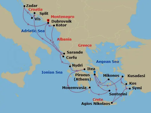 Itinerary schematic diagram