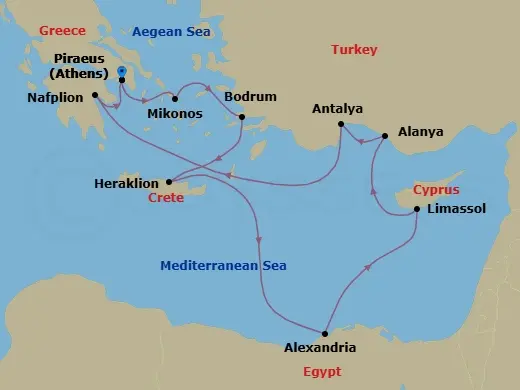 Itinerary schematic diagram