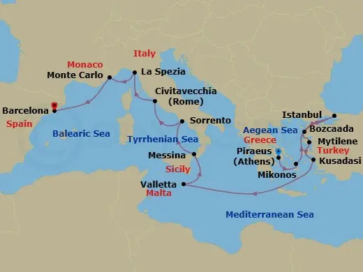 Itinerary schematic diagram