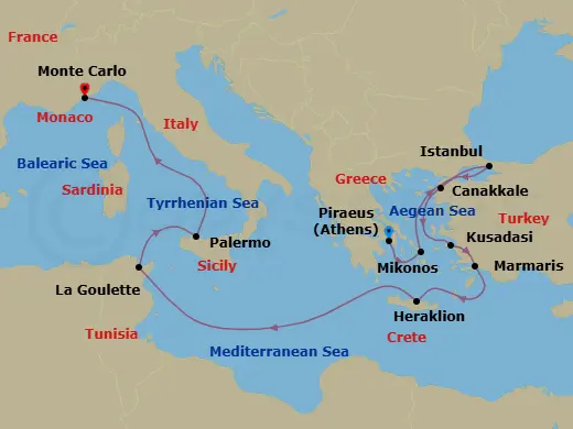 Itinerary schematic diagram