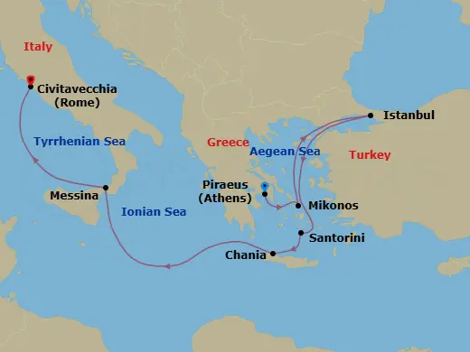 Itinerary schematic diagram
