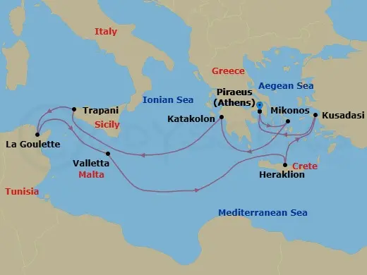 Itinerary schematic diagram