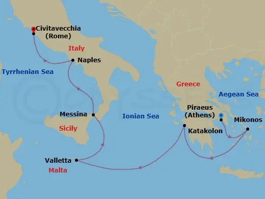 Itinerary schematic diagram