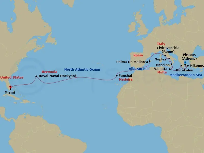 Itinerary schematic diagram