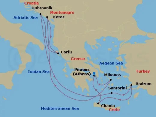 Itinerary schematic diagram