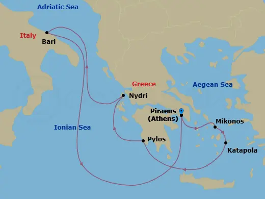 Itinerary schematic diagram