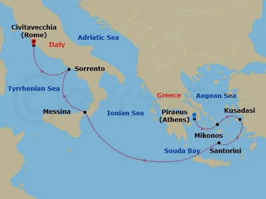 Itinerary schematic diagram