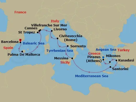 Itinerary schematic diagram